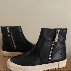 Frye Gia Side Zip Leather High Top Sneakers
